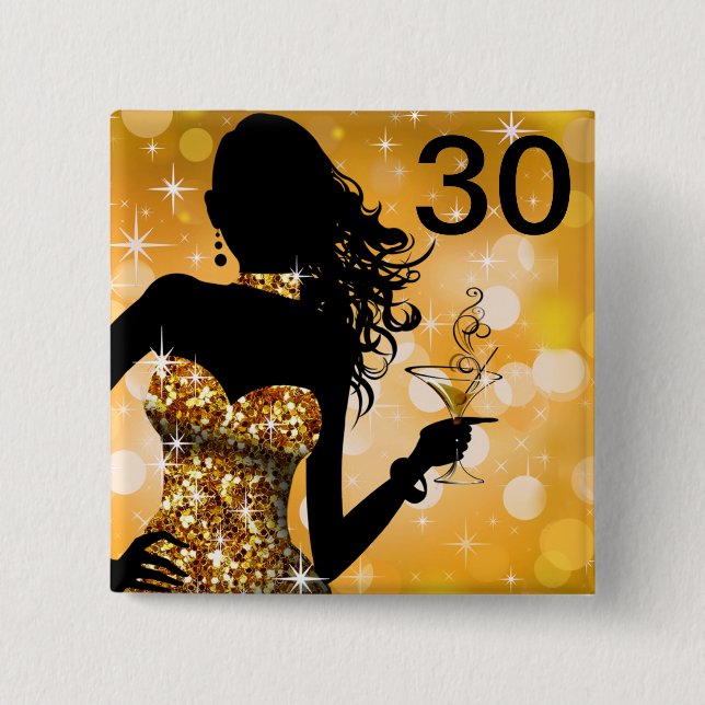Bring the Bling Sparkle 30th Birthday | gold 15 Cm Square Badge (Front)