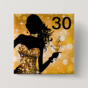 Bring the Bling Sparkle 30th Birthday   gold 15 Cm Square Badge