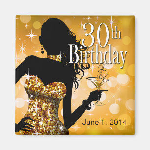 Bring the Bling Sparkle 30th Birthday   gold Magnet