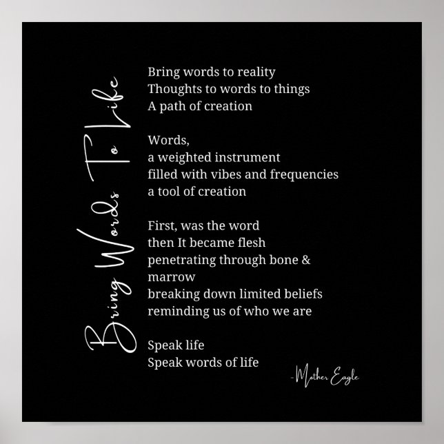 Bring words to life Poem Wall Art poster Decor (Front)