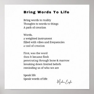 Bring words to life Poem Wall Art poster Decor