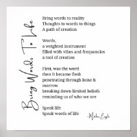 Bring words to life Poem Wall Art poster Decor