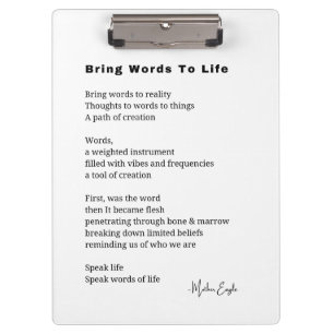 Bring words to life Poem Wall Art poster Decor Clipboard