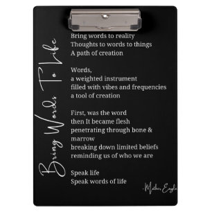 Bring words to life Poem Wall Art poster Decor Clipboard