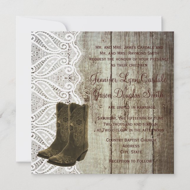 Bring Your Boots Cowboy Wedding Invitations (Front)