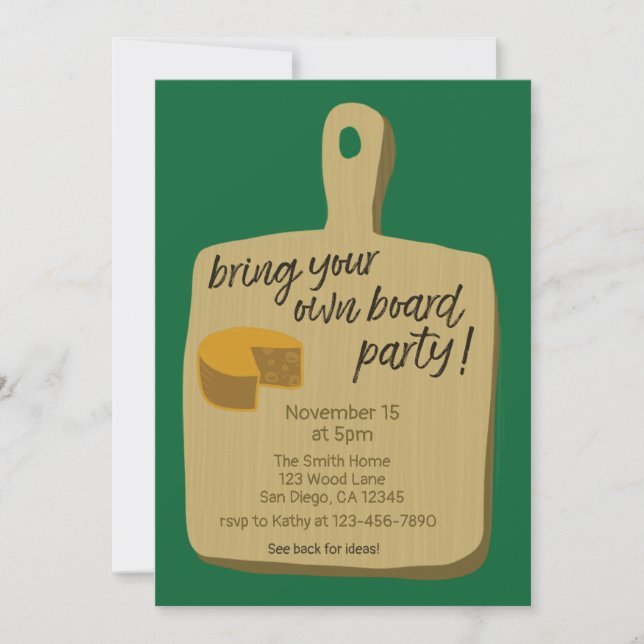 Bring Your Own Board Party Wisconsin Football Invitation (Front)