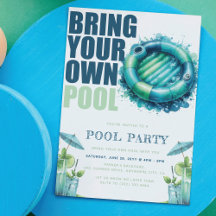 Bring Your Own Pool Party Blue Turquoise 