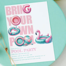 Bring Your Own Pool Party Pink Turquoise 