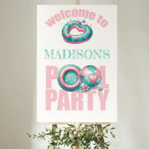 Bring Your Own Pool Party Pink Welcome Sign