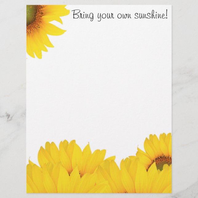 Bring your own sunshine sunflowers custom letterhead (Front)