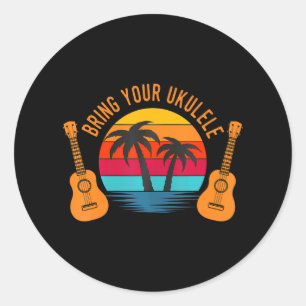 Bring Your Ukulele Retro Vintage Hawaiian Classic Round Sticker