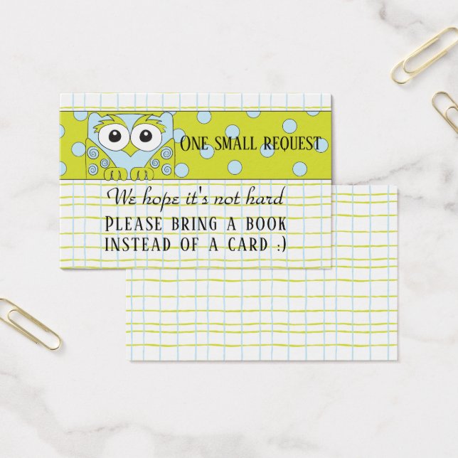 BringABook "Owl/Blue" Insert Card/Personalise (Office)