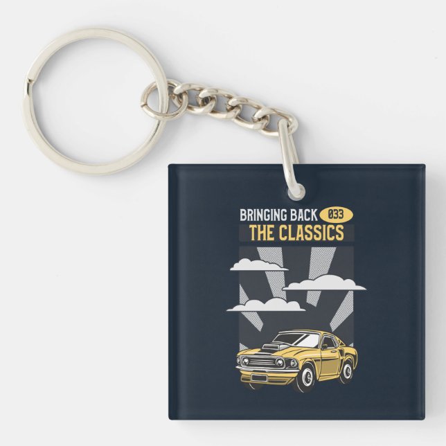 Bringing Back the Classics Retro Muscle Car Key Ring (Front)