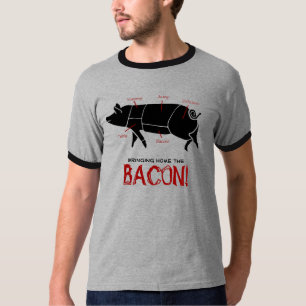 Bringing Home the BACON! Funny Pig Butcher Chart T-Shirt