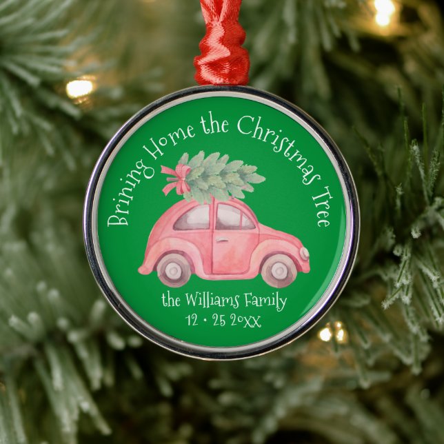 Bringing Home the Christmas Tree Premium Ornament (Tree)
