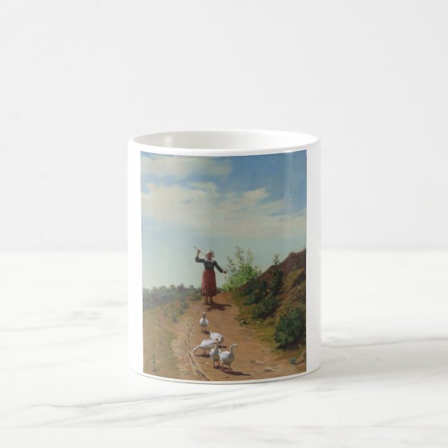Bringing Home the Flock of Geese (by Paul Peel) Coffee Mug (Center)