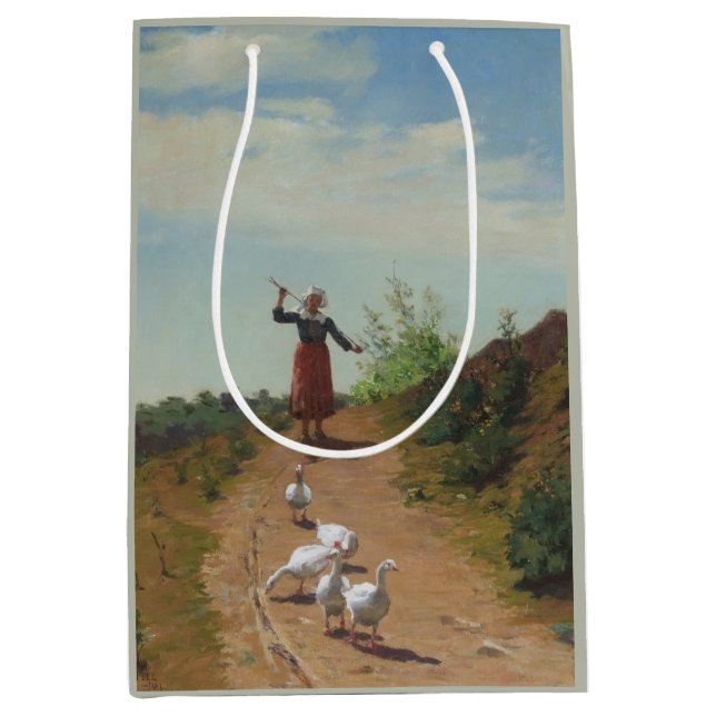 Bringing Home the Flock of Geese (by Paul Peel) Medium Gift Bag (Front)