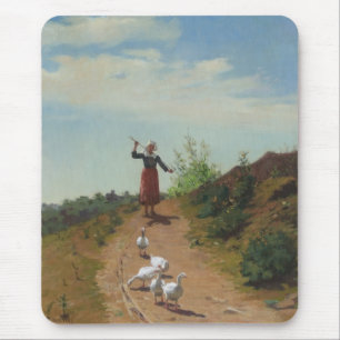 Bringing Home the Flock of Geese (by Paul Peel) Mouse Mat