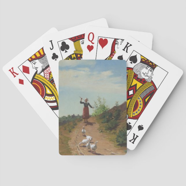 Bringing Home the Flock of Geese (by Paul Peel) Playing Cards (Back)
