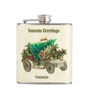 Bringing Home The Tree Vinyl Wrapped Flask