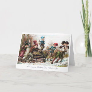 Bringing Home The Yule Log Holiday Card