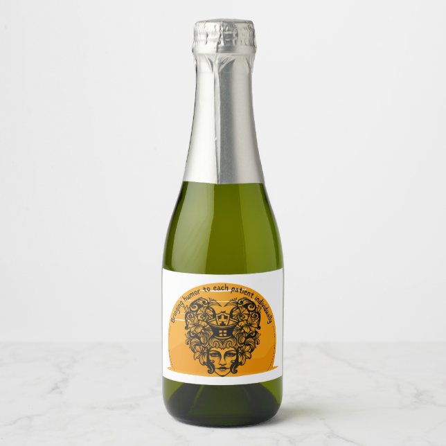 Bringing humour to each patient individually sparkling wine label (Front)