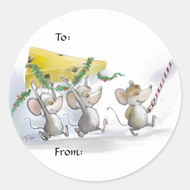 Bringing In The Christmas Cheese Gift Tag Stickers (Front)