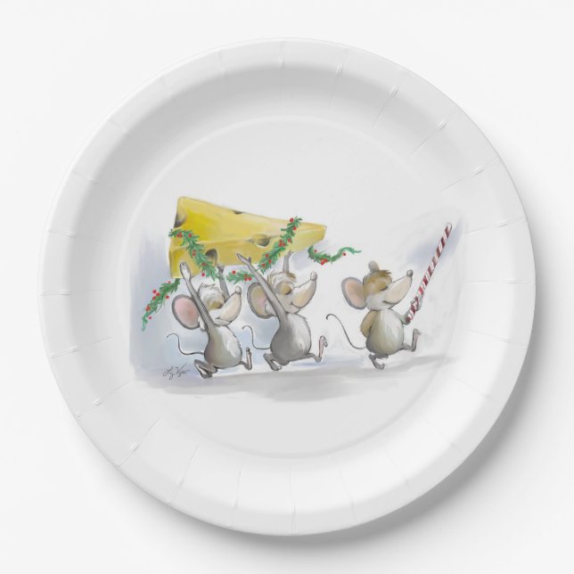 Bringing In The Christmas Cheese Paper Plate (Front)