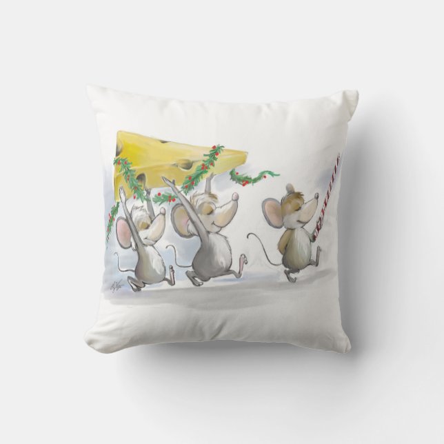 Bringing In The Christmas Cheese Pillow (Front)