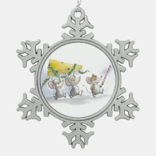 Bringing In The Christmas Cheese SnowFlakeOrnament Snowflake Pewter Christmas Ornament
