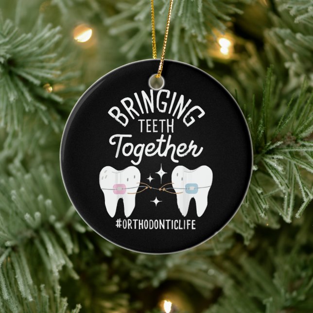 Bringing Teeth Together - Orthodontist  Ceramic Tree Decoration (Tree)