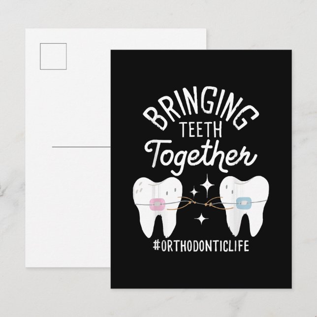 Bringing Teeth Together - Orthodontist  Invitation Postcard (Front/Back)