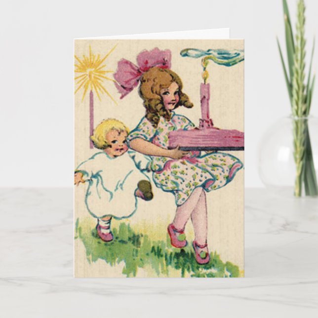Bringing The Cake Birthday Card (Front)