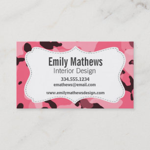 Brink Pink Camo; Camouflage Business Card