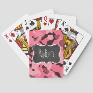 Brink Pink Camo; Camouflage; Retro Chalkboard Playing Cards