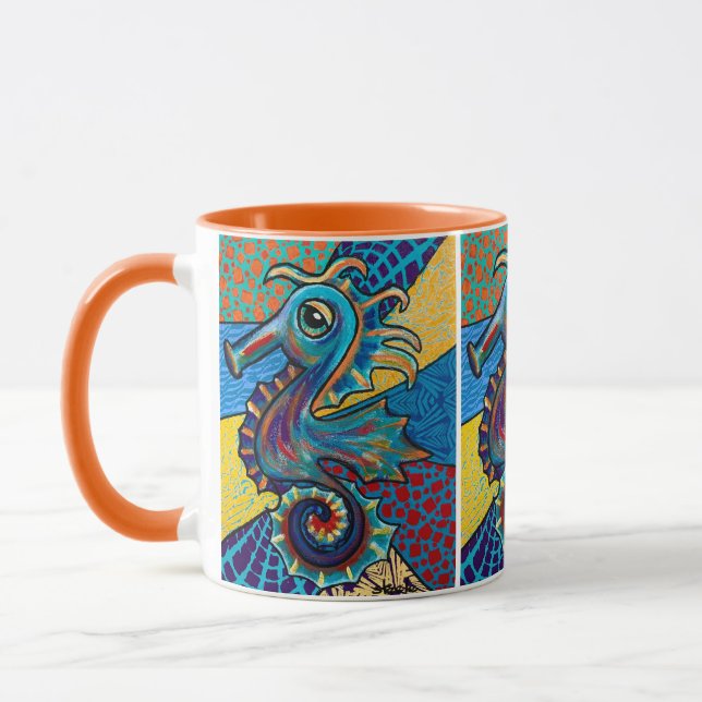 Brio the Seahorse! Original Art Beverage Mug (Left)