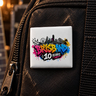 Brisbane 10 years 15 cm square badge