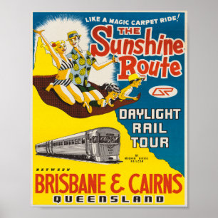 Brisbane and Cairns Vintage Travel Poster