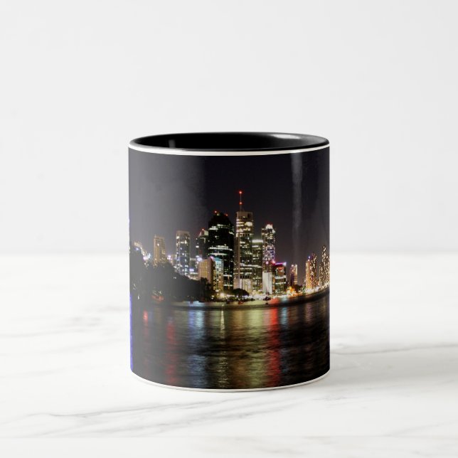 Brisbane at Night Two-Tone Coffee Mug (Center)