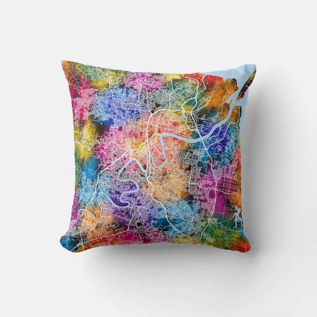 Brisbane Australia City Map Cushion (Front)