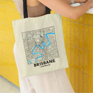 Brisbane, Australia, City Map Tote Bag