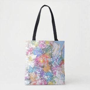 Brisbane Australia City Map Tote Bag