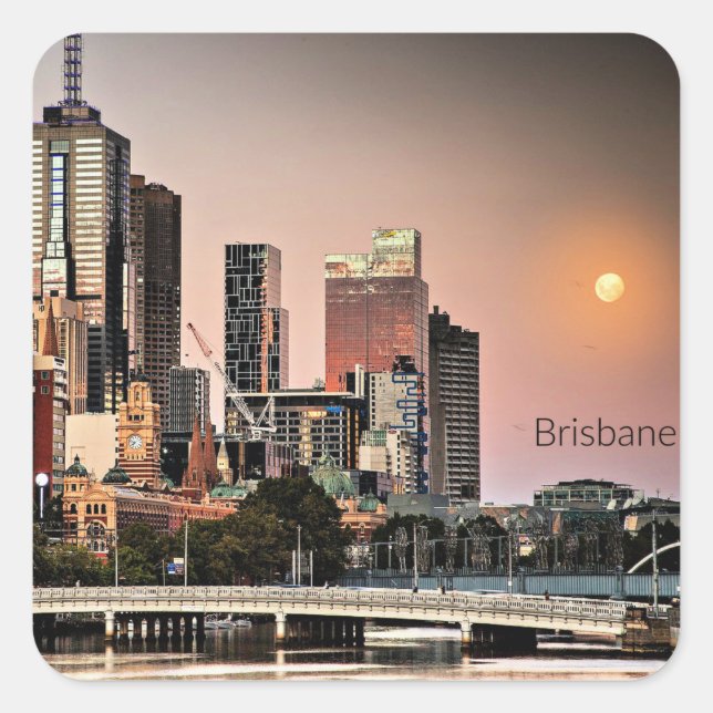 Brisbane, Australia cityscape photograph Square Sticker (Front)