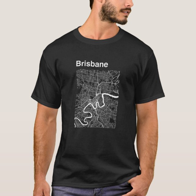 Brisbane Australia Classic City Map Graphic T-Shirt (Front)
