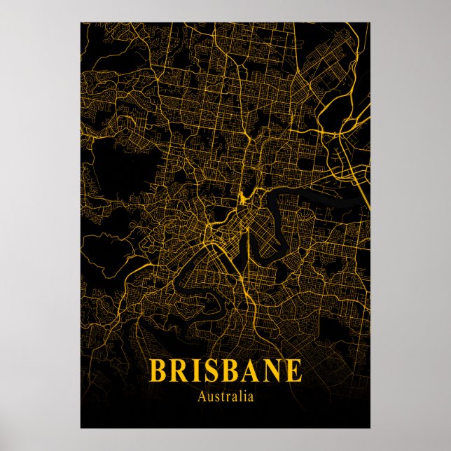 Brisbane - Australia Gold City Map Poster (Front)