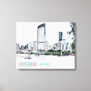 Brisbane Australia skyline modern travel print