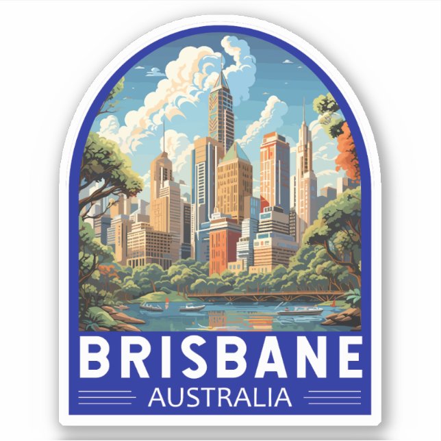 Brisbane Australia Travel Art Vintage (Front)