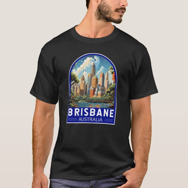 Brisbane Australia Travel Art Vintage T-Shirt (Front)