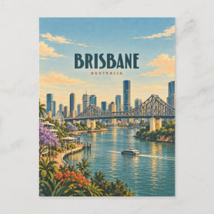 Brisbane Australia Vintage Travel Art Postcard