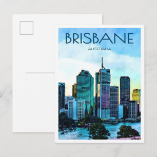 Brisbane City Australia Vintage Travel  Postcard